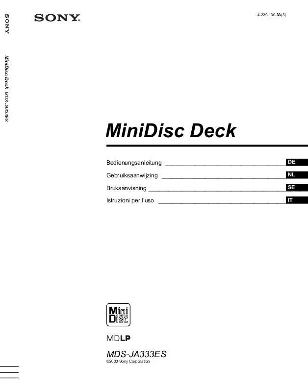 Mode d'emploi SONY MDS-JA333ES