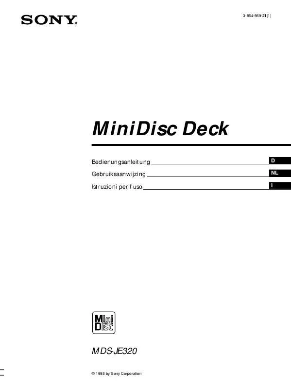 Mode d'emploi SONY MDS-JE320