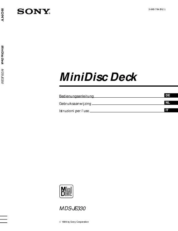 Mode d'emploi SONY MDS-JE330