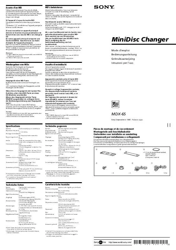 Mode d'emploi SONY MDX-65