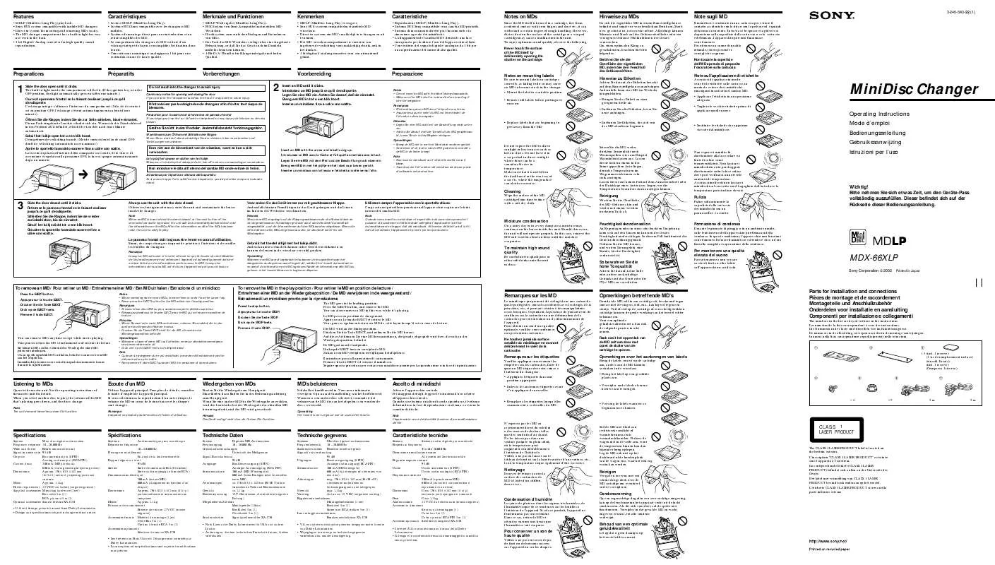 Mode d'emploi SONY MDX-66XLP