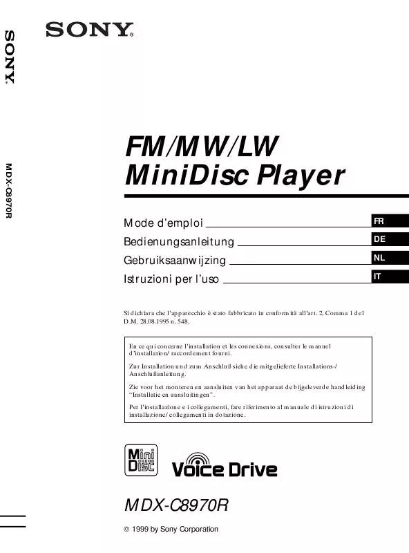 Mode d'emploi SONY MDX-C8970R