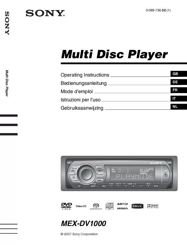 Mode d'emploi SONY MEX-DV1000