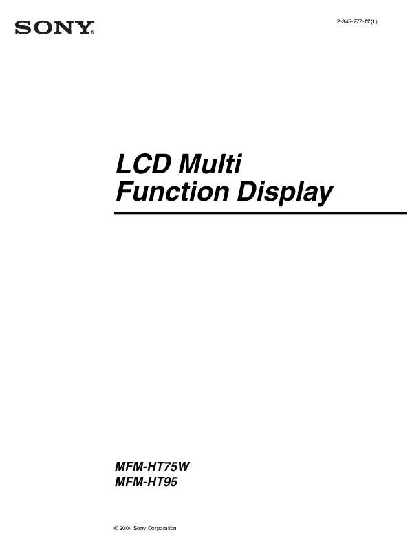 Mode d'emploi SONY MFM-HT95