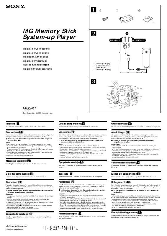 Mode d'emploi SONY MGS-X1