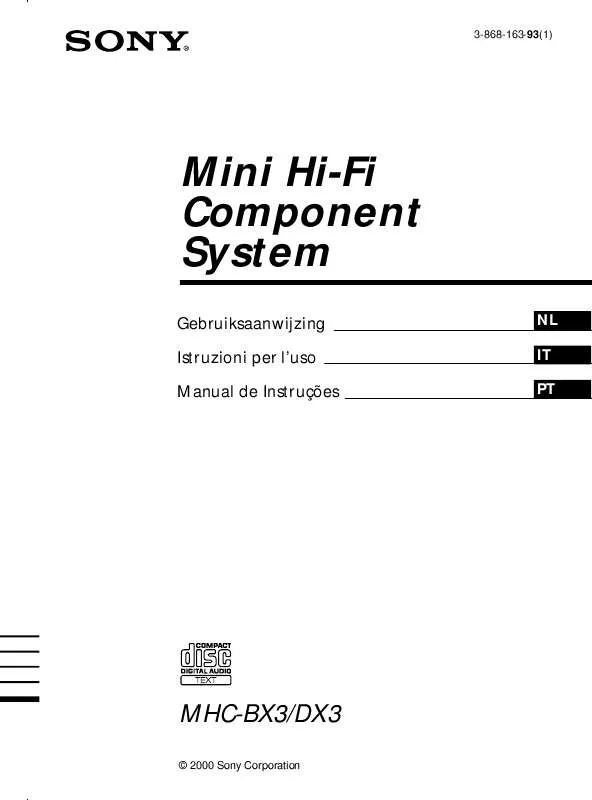 Mode d'emploi SONY MHC-BX3