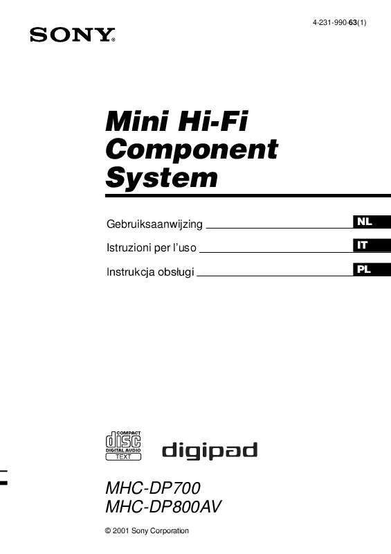 Mode d'emploi SONY MHC-DP700