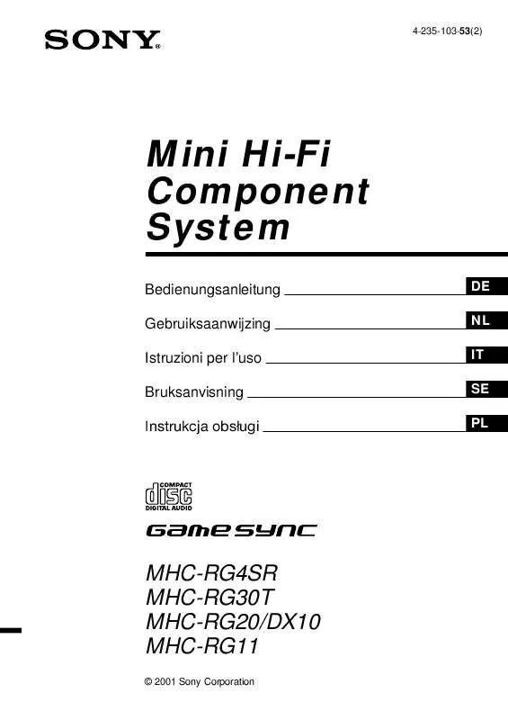 Mode d'emploi SONY MHC-DX10