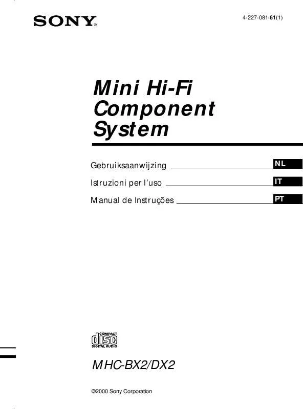 Mode d'emploi SONY MHC-DX2