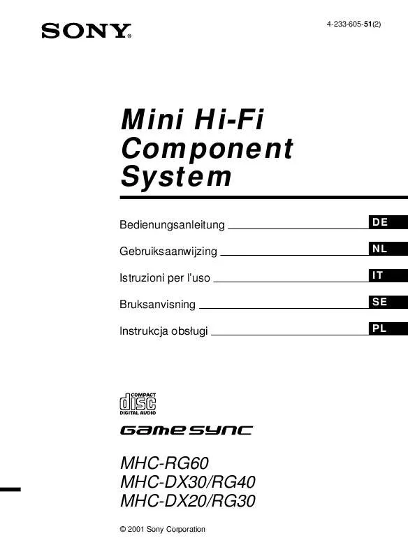 Mode d'emploi SONY MHC-DX20