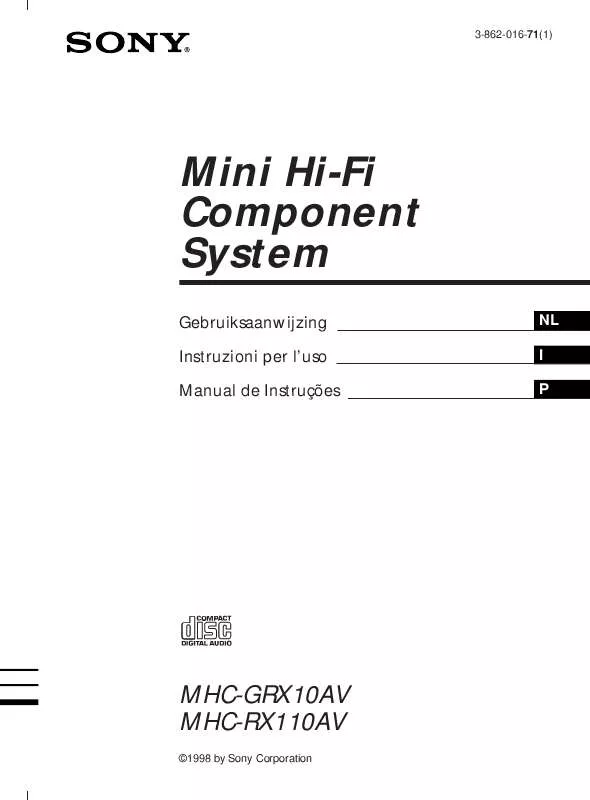 Mode d'emploi SONY MHC-GRX10AV