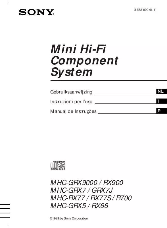 Mode d'emploi SONY MHC-GRX5