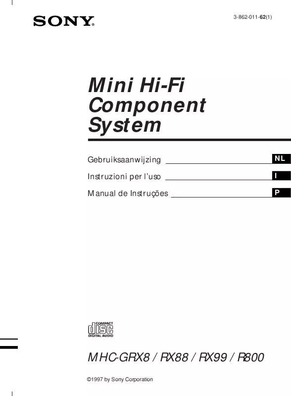 Mode d'emploi SONY MHC-GRX8