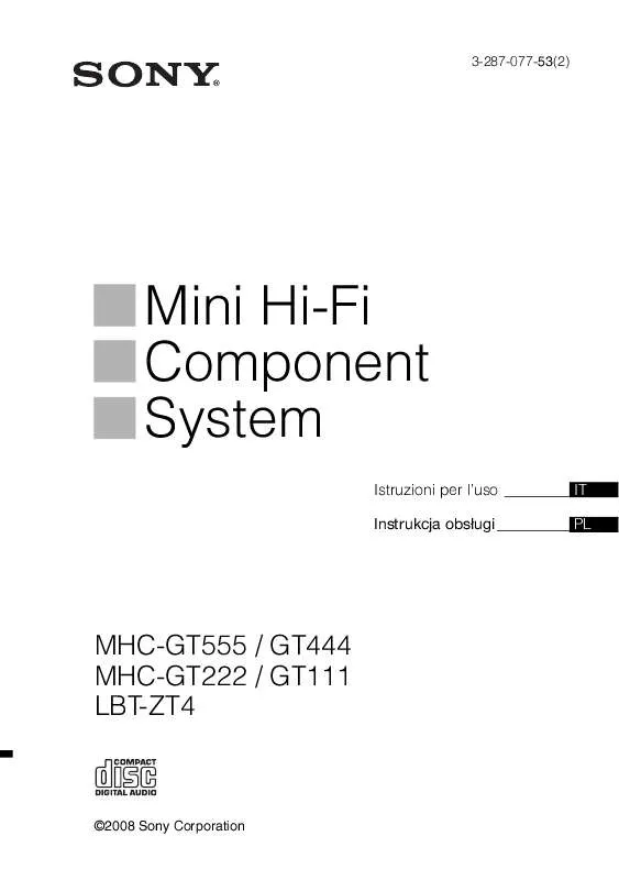 Mode d'emploi SONY MHC-GT111