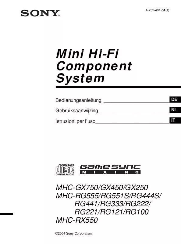 Mode d'emploi SONY MHC-GX450