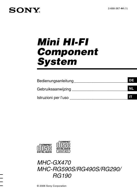 Mode d'emploi SONY MHC-GX470