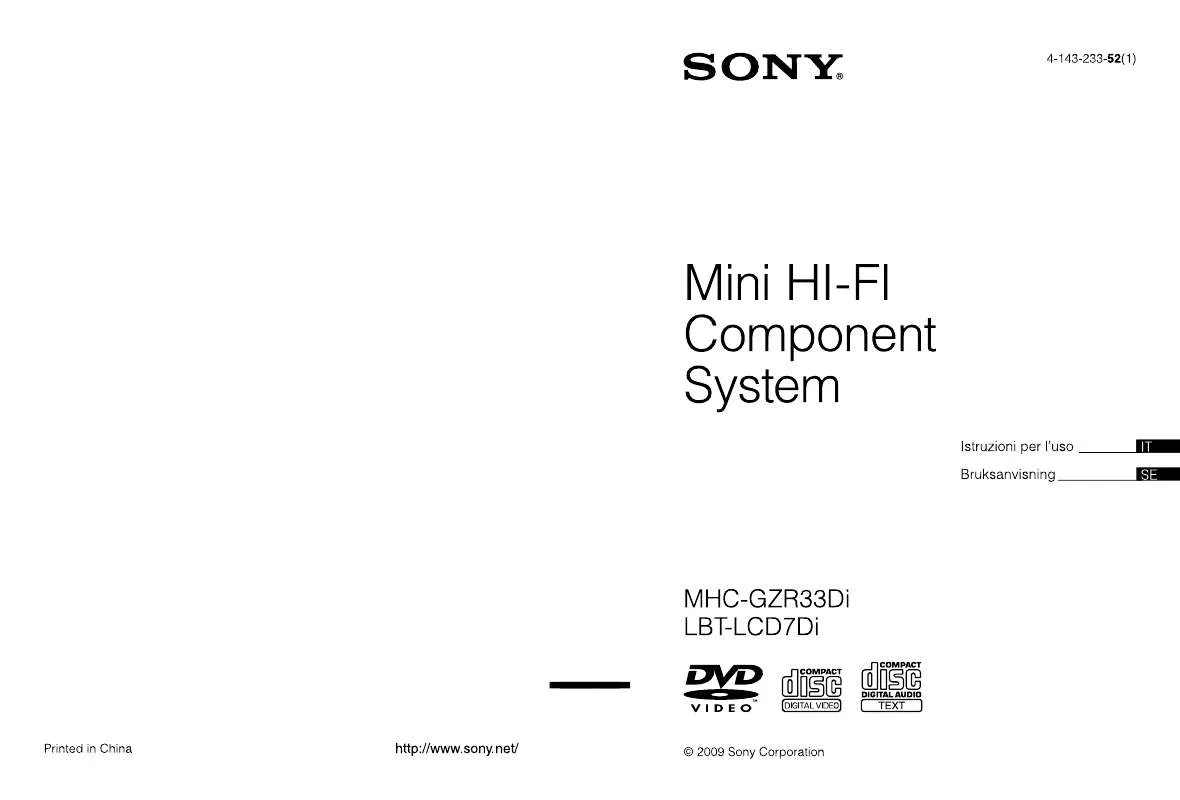 Mode d'emploi SONY MHC-GZR33DI