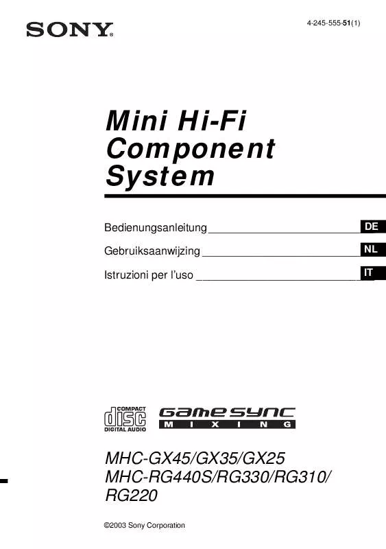 Mode d'emploi SONY MHC-RG220