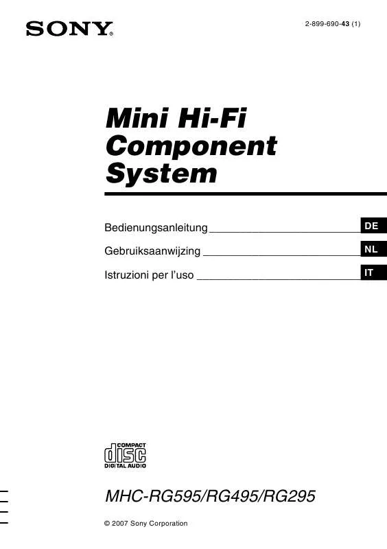 Mode d'emploi SONY MHC-RG295