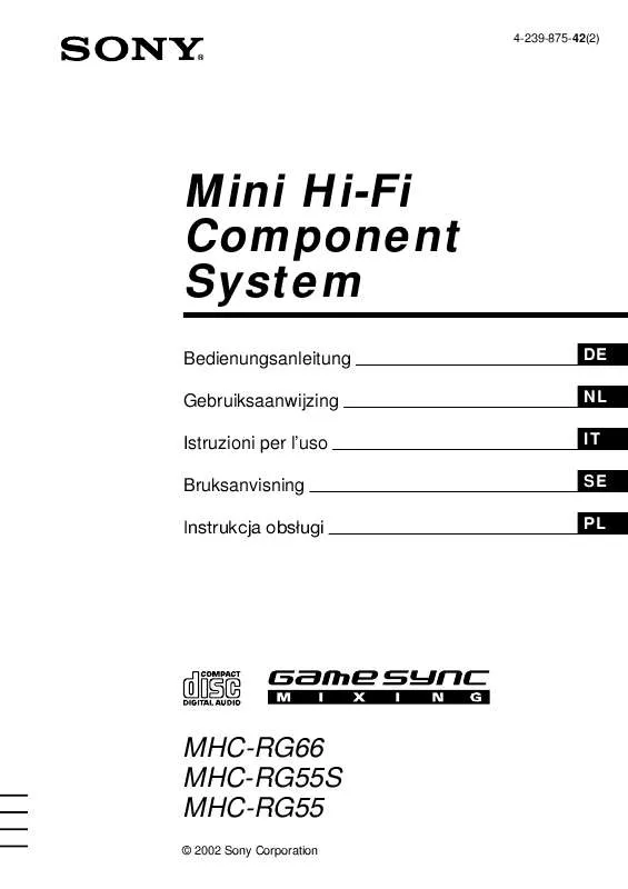 Mode d'emploi SONY MHC-RG55