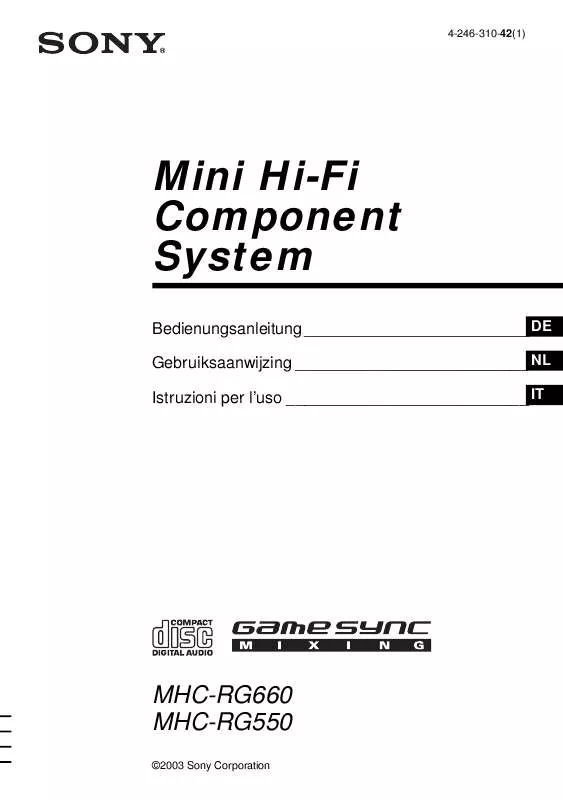 Mode d'emploi SONY MHC-RG550