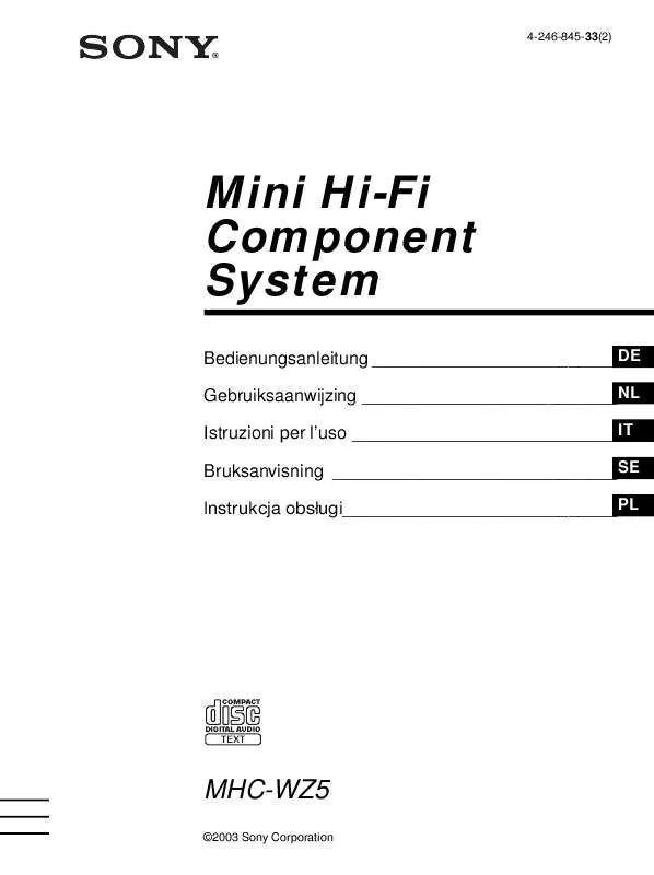 Mode d'emploi SONY MHC-WZ5