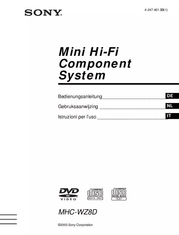 Mode d'emploi SONY MHC-WZ8D