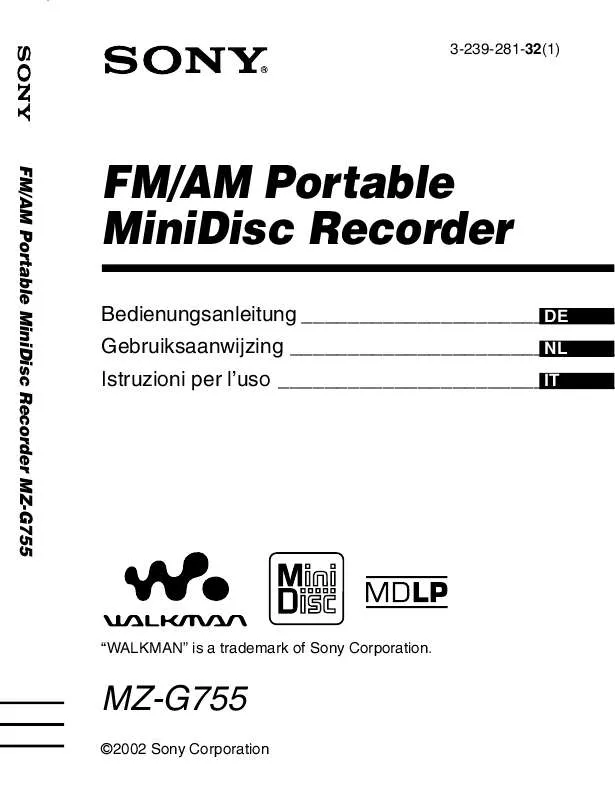 Mode d'emploi SONY MZ-G755