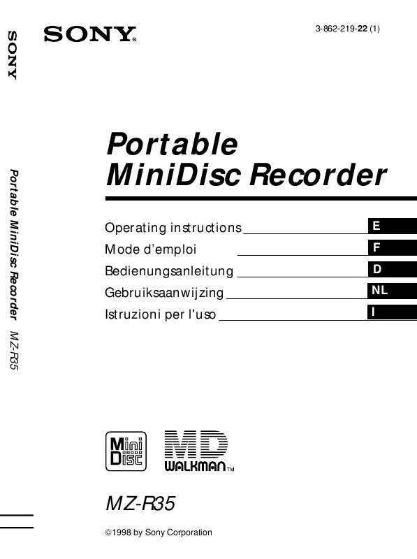 Mode d'emploi SONY MZ-R35