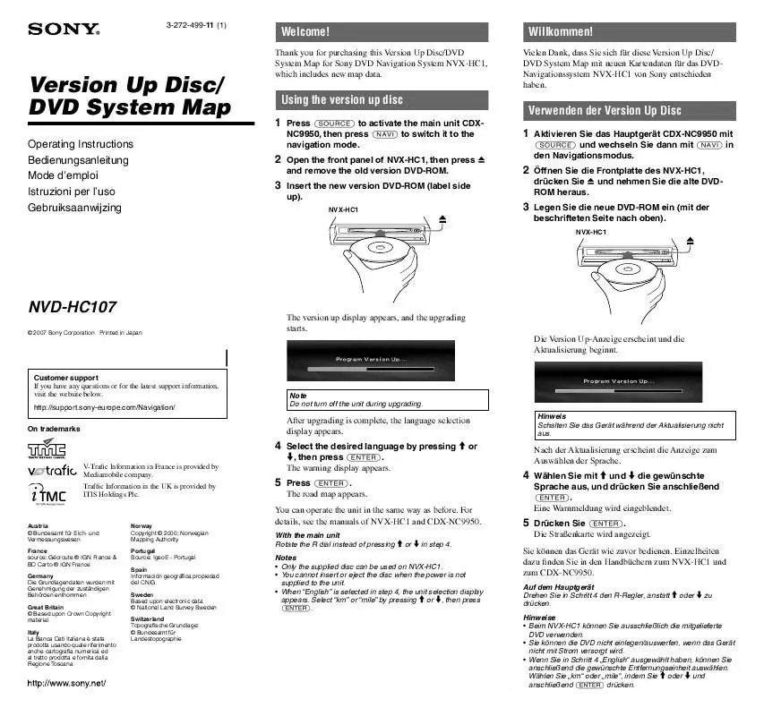 Mode d'emploi SONY NVD-HC107