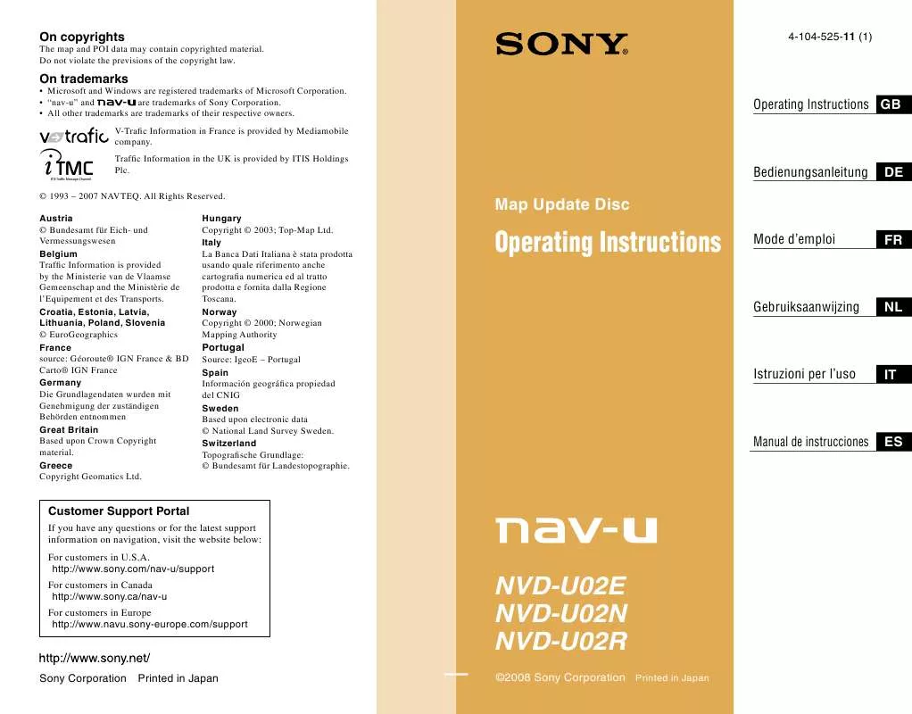 Mode d'emploi SONY NVD-U02E