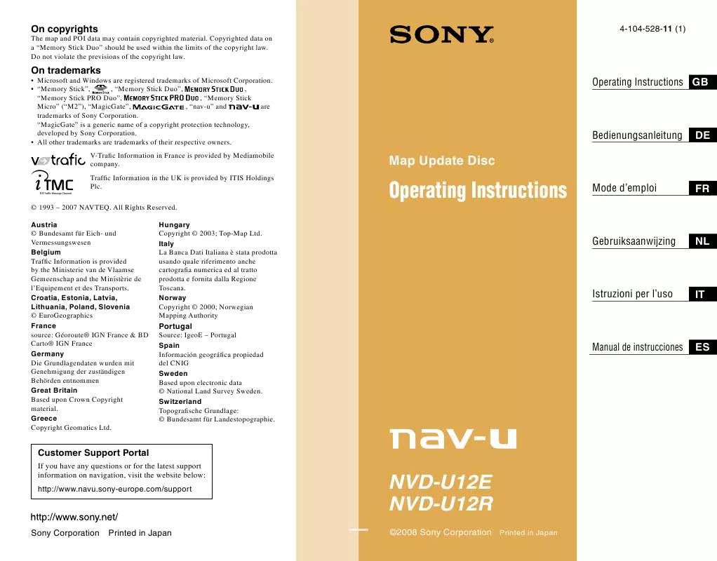 Mode d'emploi SONY NVD-U12R