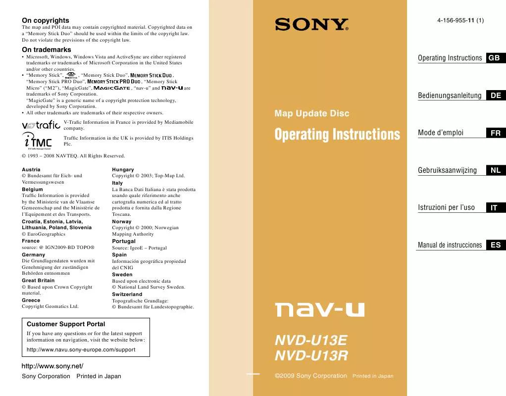 Mode d'emploi SONY NVD-U13R