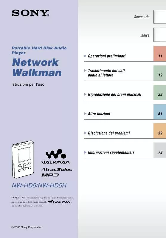 Mode d'emploi SONY NW-HD5