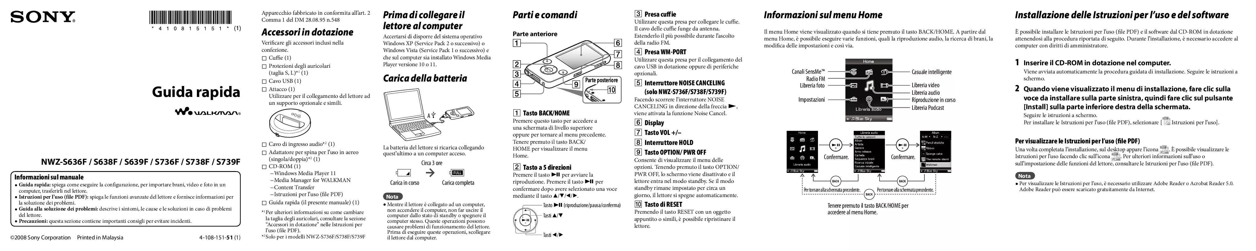 Mode d'emploi SONY NWZ-S636F