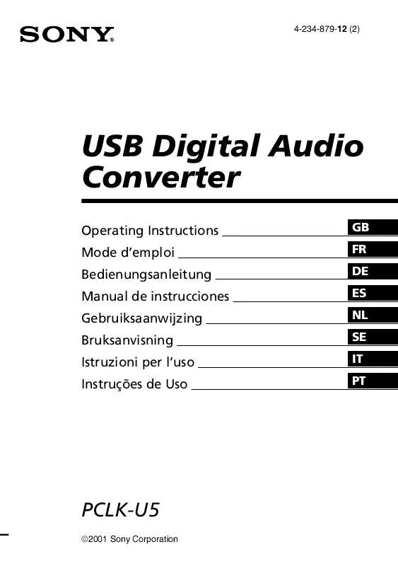 Mode d'emploi SONY PCLK-U5