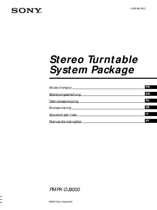 Mode d'emploi SONY PMPK-DJ9000