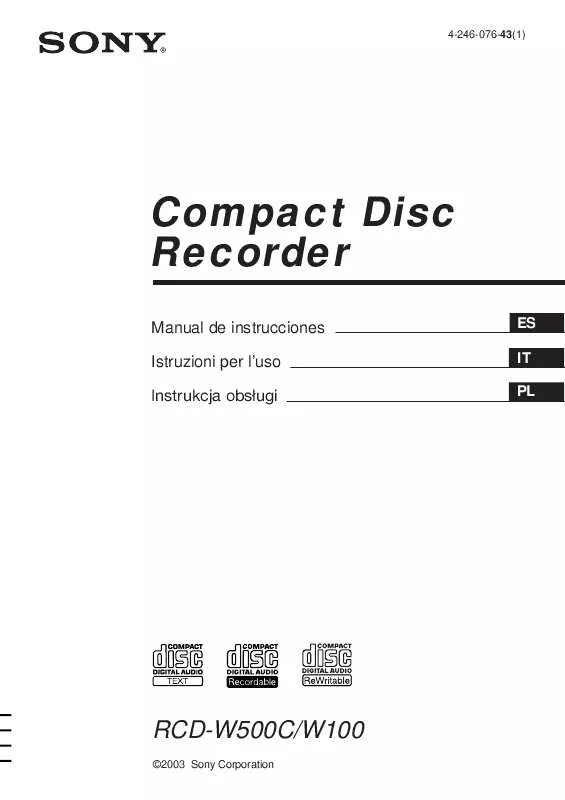 Mode d'emploi SONY RCD-W500C