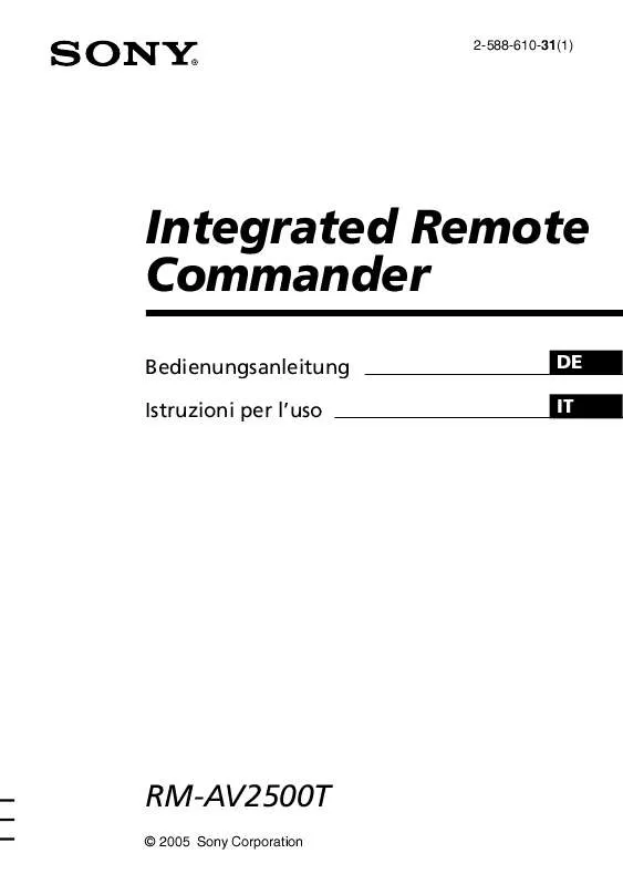 Mode d'emploi SONY RM-AV2500T