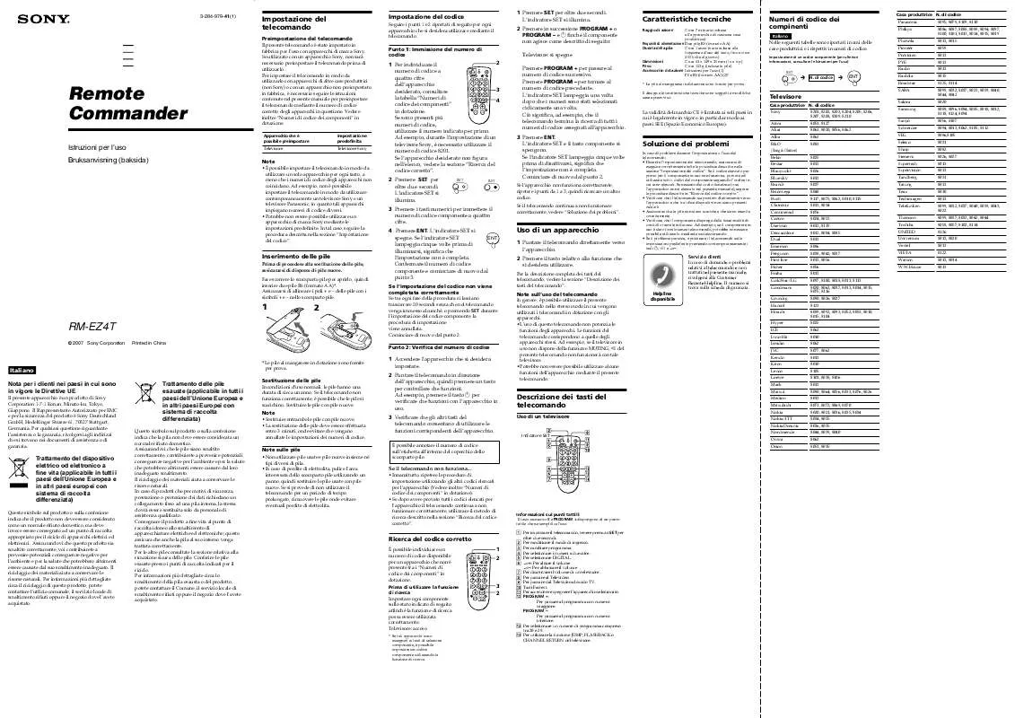 Mode d'emploi SONY RM-EZ4T