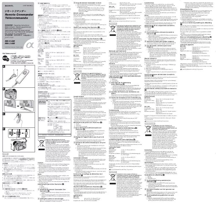 Mode d'emploi SONY RM-L1AM