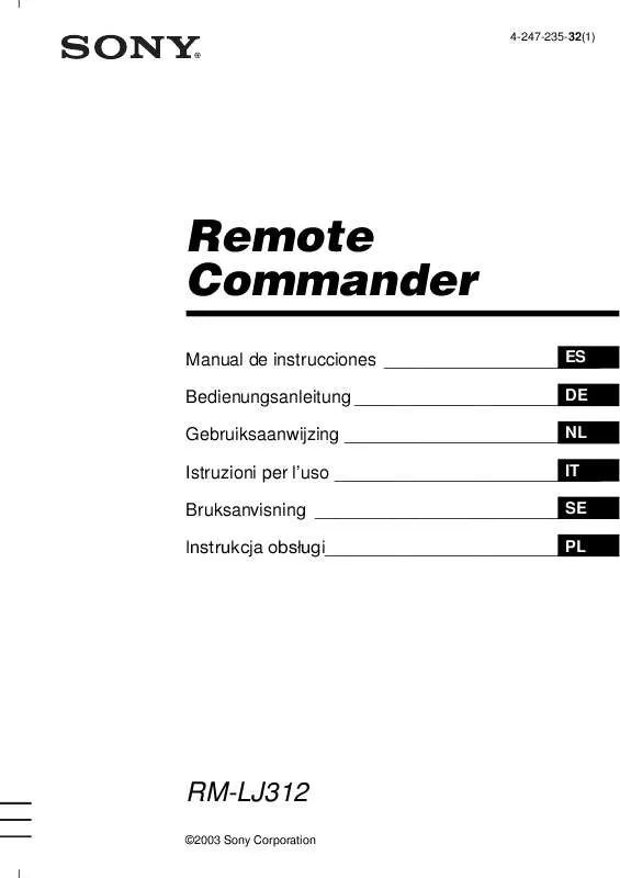 Mode d'emploi SONY RM-LJ312