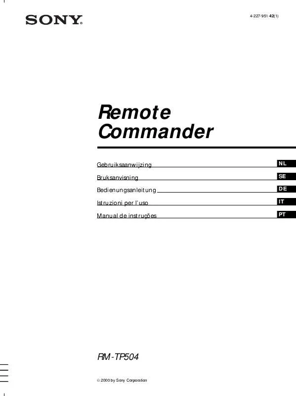 Mode d'emploi SONY RM-TP504