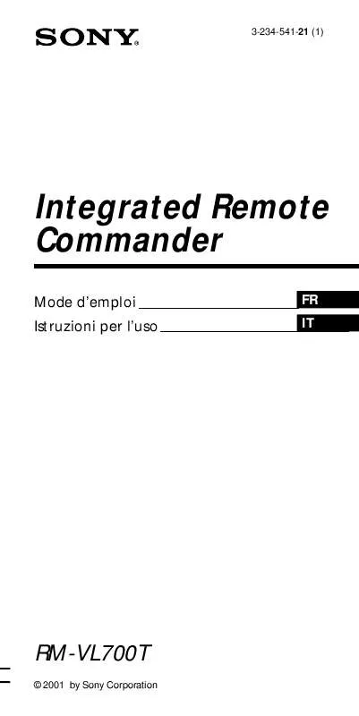 Mode d'emploi SONY RM-VL700T