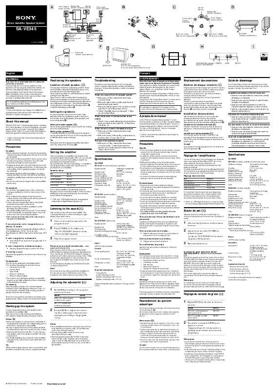 Mode d'emploi SONY SA-VE345