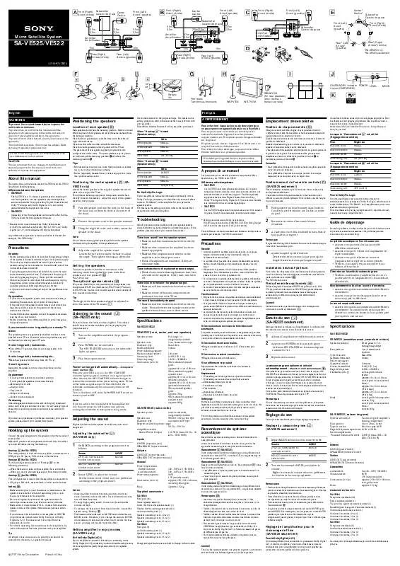 Mode d'emploi SONY SA-VE522