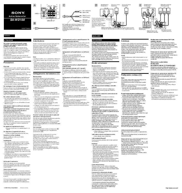 Mode d'emploi SONY SA-WD100