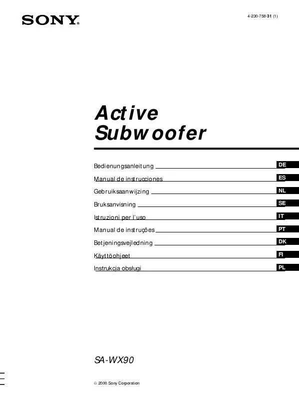 Mode d'emploi SONY SA-WX90