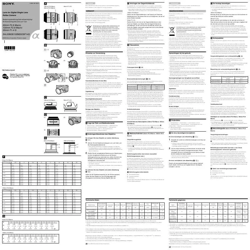 Mode d'emploi SONY SAL100M28