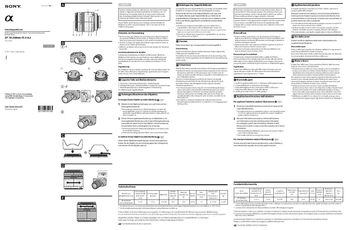 Mode d'emploi SONY SAL18250